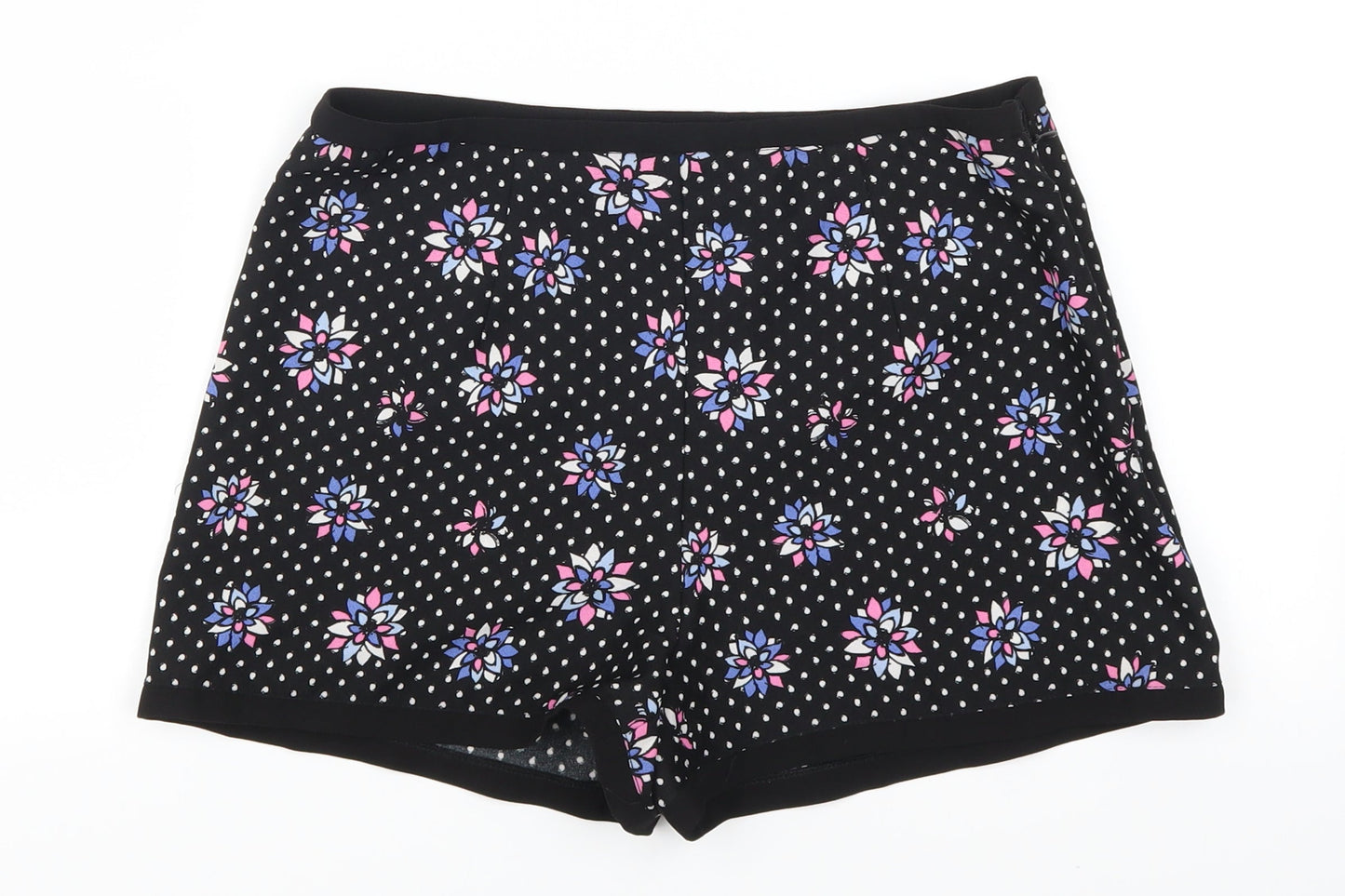 Definitions Womens Black Polka Dot  Mom Shorts Size 10 - Pink and Purple Flowers