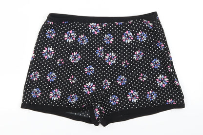 Definitions Womens Black Polka Dot  Mom Shorts Size 10 - Pink and Purple Flowers