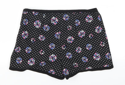 Definitions Womens Black Polka Dot  Mom Shorts Size 10 - Pink and Purple Flowers