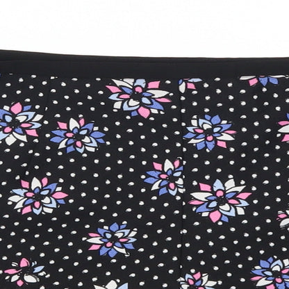Definitions Womens Black Polka Dot  Mom Shorts Size 10 - Pink and Purple Flowers