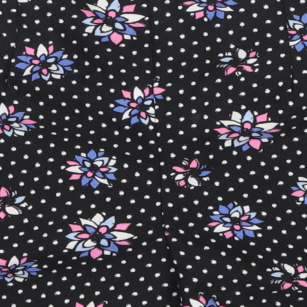 Definitions Womens Black Polka Dot  Mom Shorts Size 10 - Pink and Purple Flowers