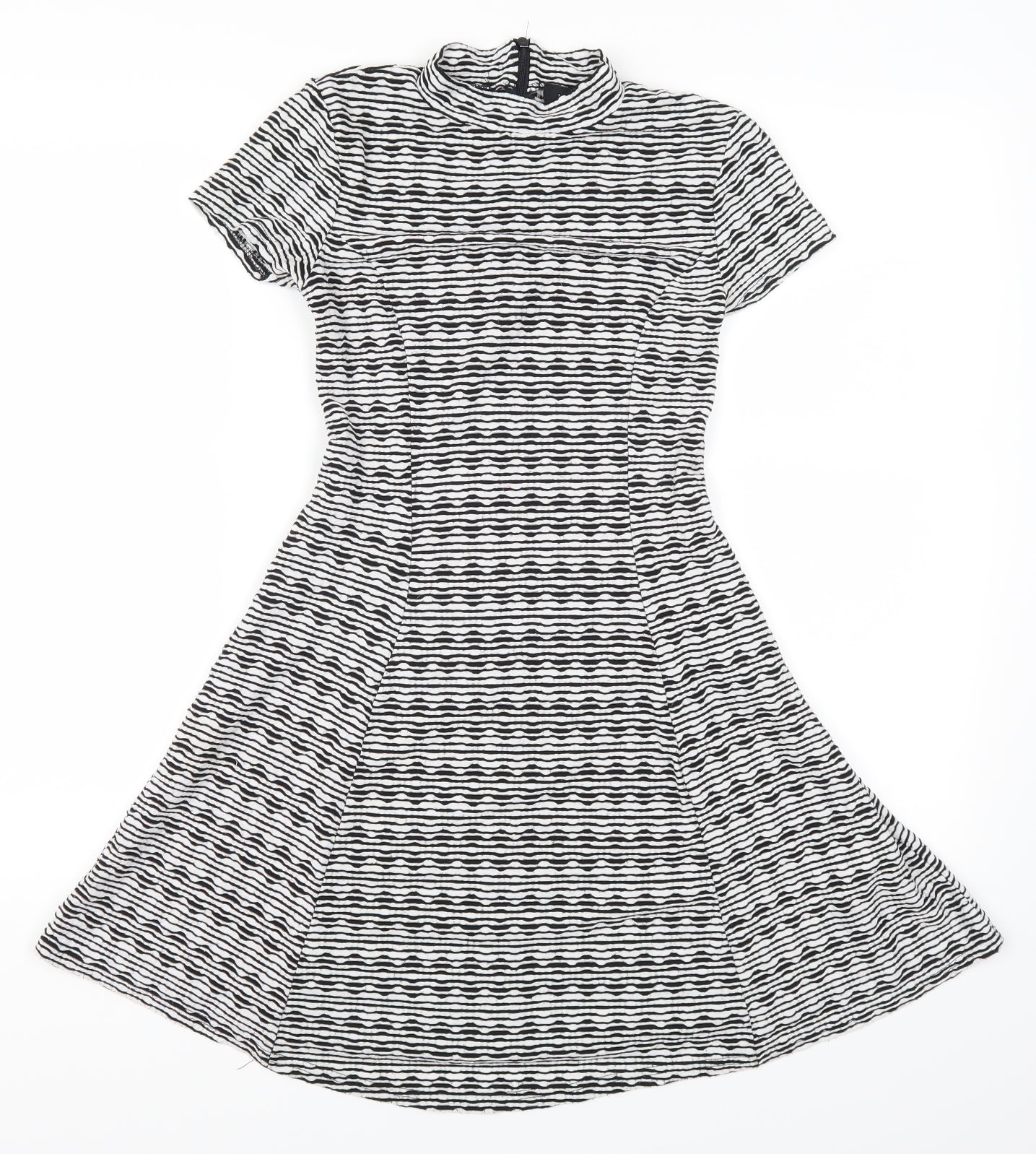 New Look Womens Grey Striped  Skater Dress  Size 6