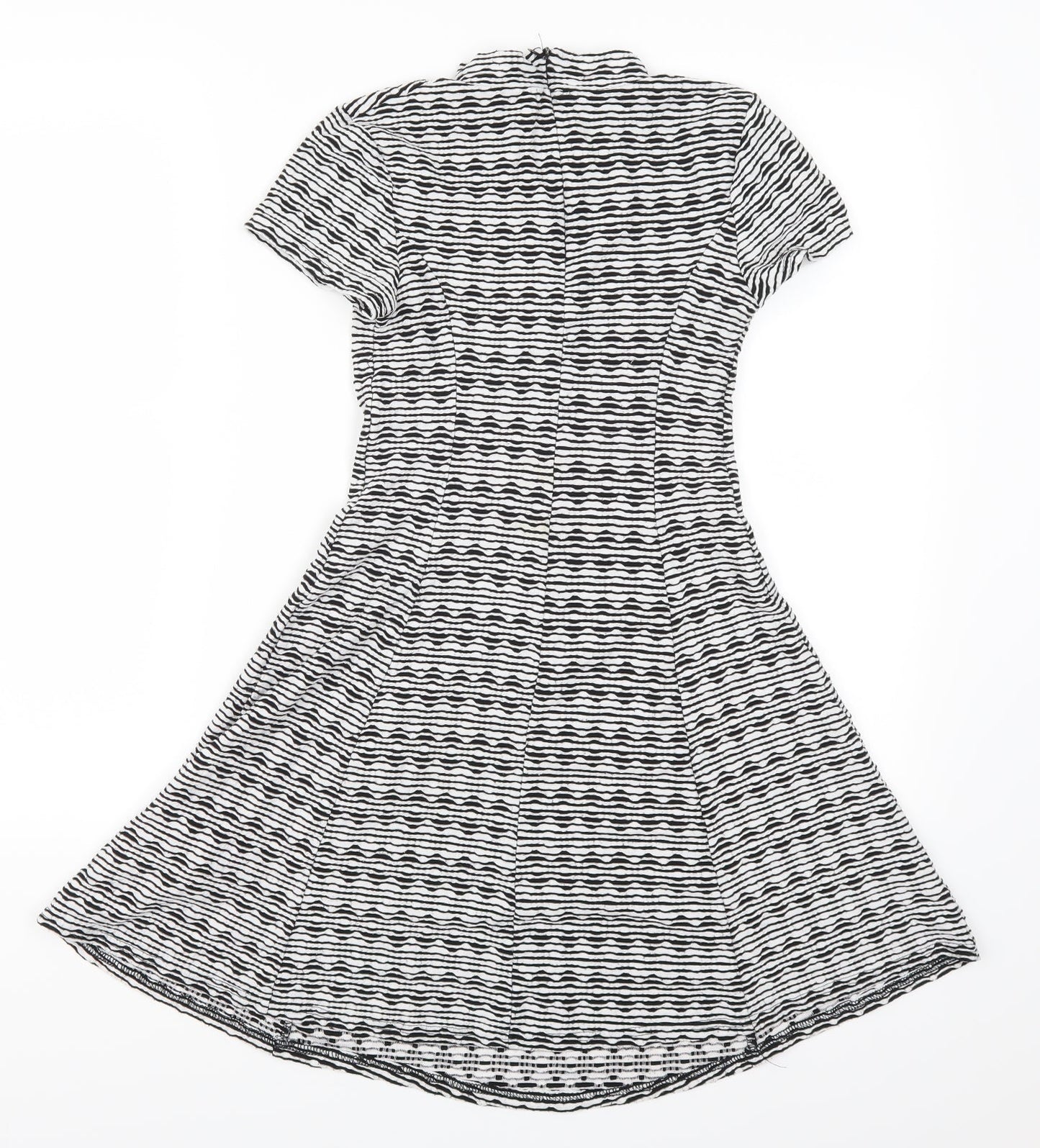 New Look Womens Grey Striped  Skater Dress  Size 6