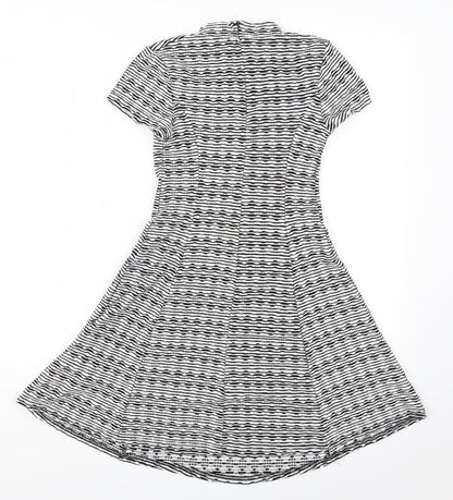 New Look Womens Grey Striped  Skater Dress  Size 6