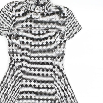 New Look Womens Grey Striped  Skater Dress  Size 6