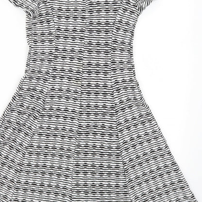 New Look Womens Grey Striped  Skater Dress  Size 6