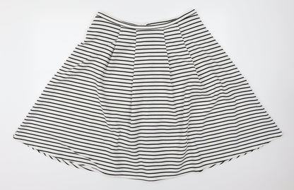 New Look Womens White Striped  Skater Skirt Size 14