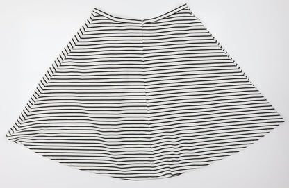 New Look Womens White Striped  Skater Skirt Size 14