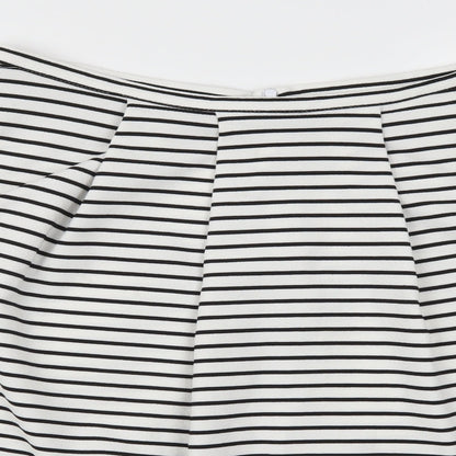 New Look Womens White Striped  Skater Skirt Size 14