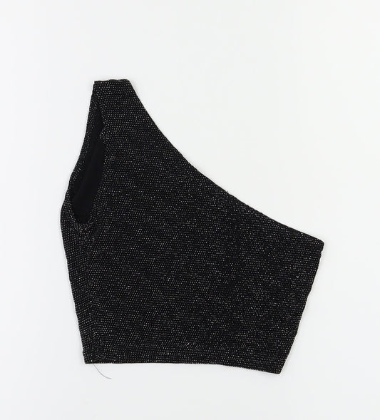 PRETTYLITTLETHING Womens Black   Cropped T-Shirt Size 4