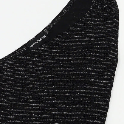 Womens UK Size 4 PRETTYLITTLETHING Black Cropped T-Shirt