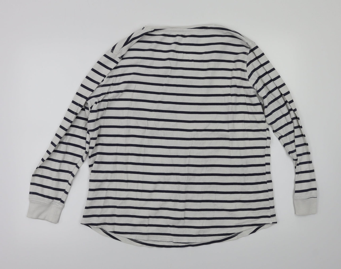 Preworn Womens White Striped  Basic T-Shirt Size 16