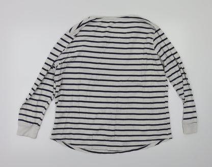 Preworn Womens White Striped  Basic T-Shirt Size 16