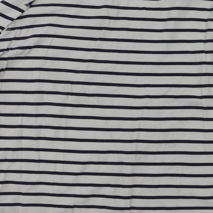 Preworn Womens White Striped  Basic T-Shirt Size 16