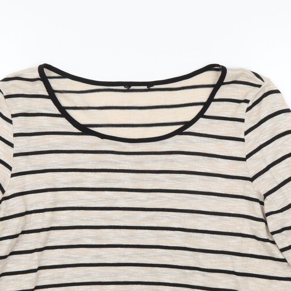 M&Co Womens Beige Striped  Pullover Jumper Size 16