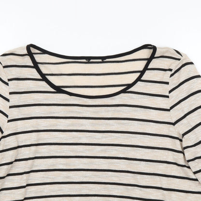 M&Co Womens Beige Striped  Pullover Jumper Size 16
