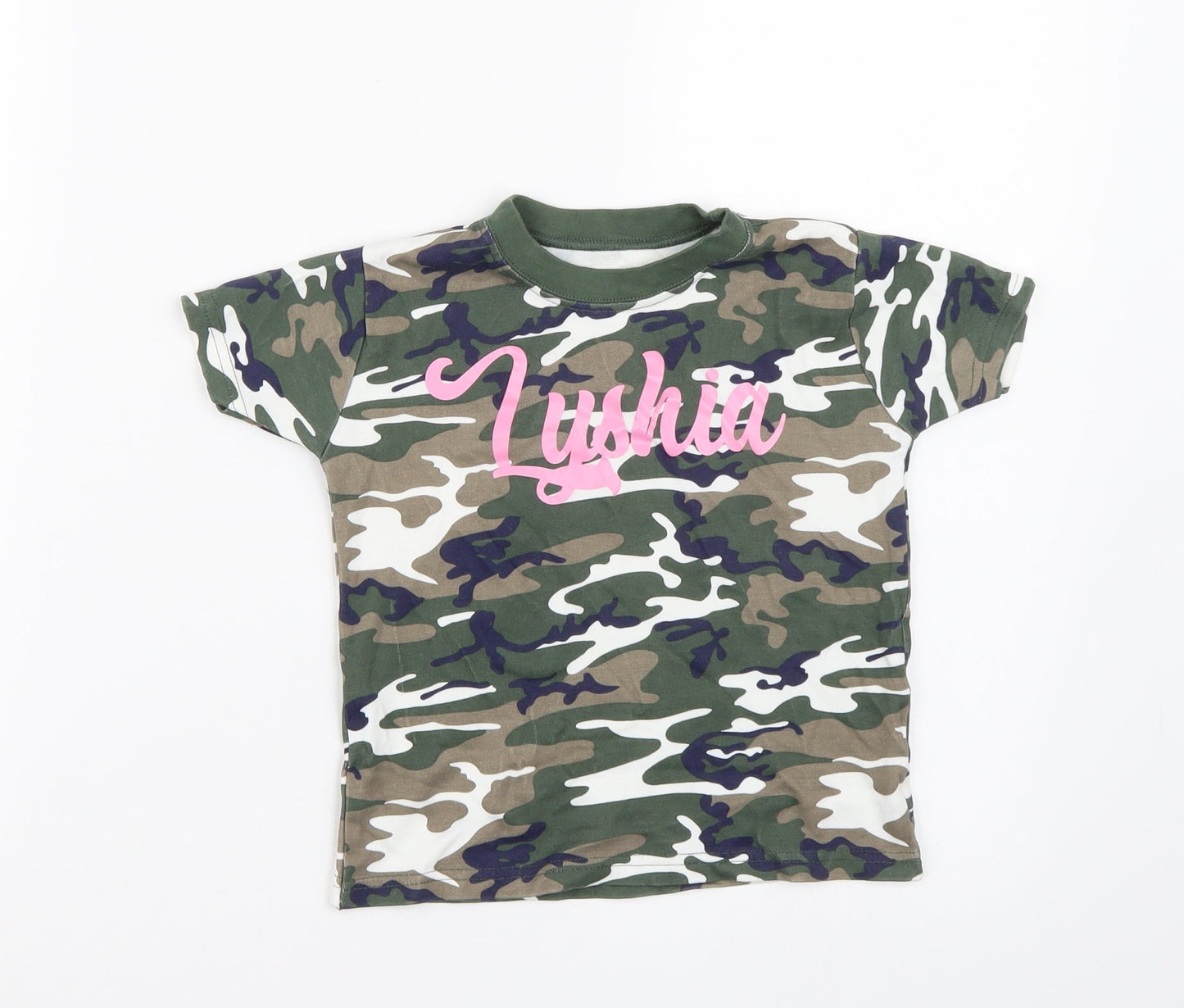 Preworn Boys Green Camouflage  Basic T-Shirt Size 2-3 Years