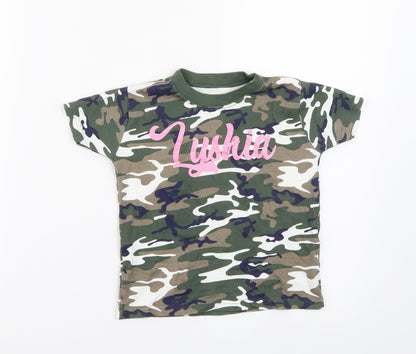 Preworn Boys Green Camouflage  Basic T-Shirt Size 2-3 Years