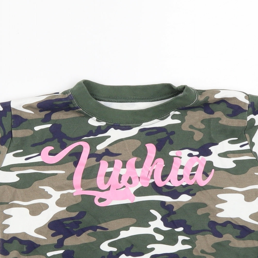 Preworn Boys Green Camouflage  Basic T-Shirt Size 2-3 Years
