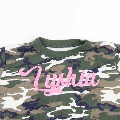 Preworn Boys Green Camouflage  Basic T-Shirt Size 2-3 Years