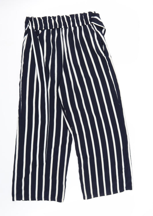 FOREVER 21 Womens Blue Striped  Cropped Trousers Size M L25 in