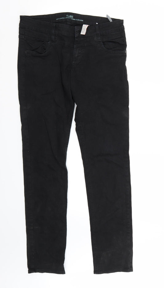 Womens UK Size 38 St oliver Regular Fit Straight Black Jeans
