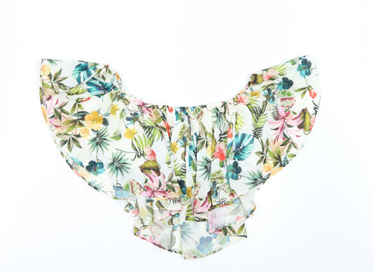 Bershka Womens White Floral  Basic Tank Size M