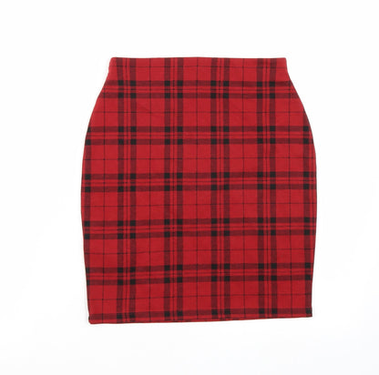 Newlook Womens Red Check  A-Line Skirt Size 6