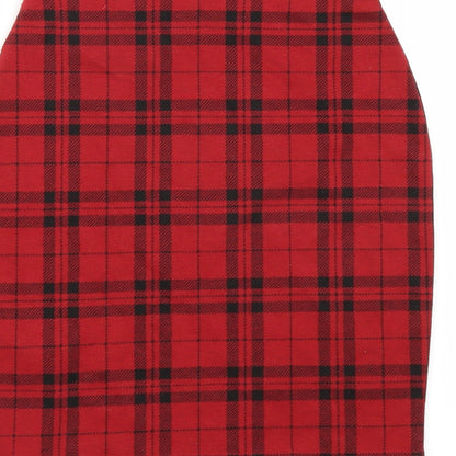 Newlook Womens Red Check  A-Line Skirt Size 6