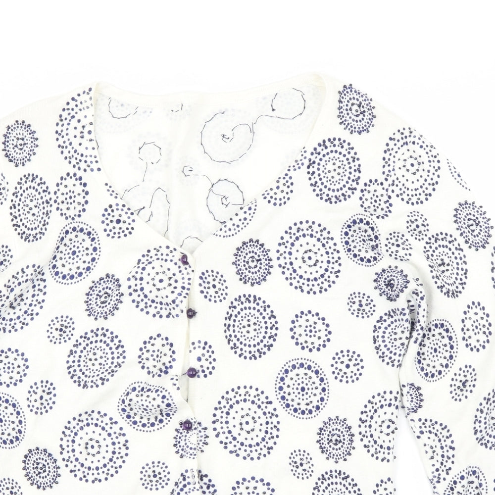 Preworn Womens White Floral  Cardigan Jumper Size 6