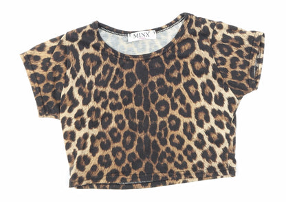 Minx London Girls Brown Animal Print  Basic Tank Size 9-10 Years