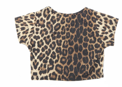 Minx London Girls Brown Animal Print  Basic Tank Size 9-10 Years
