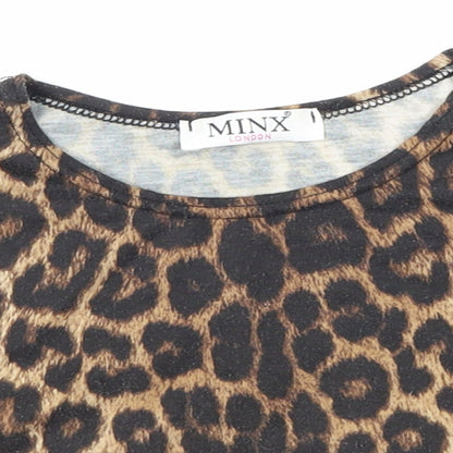 Minx London Girls Brown Animal Print  Basic Tank Size 9-10 Years
