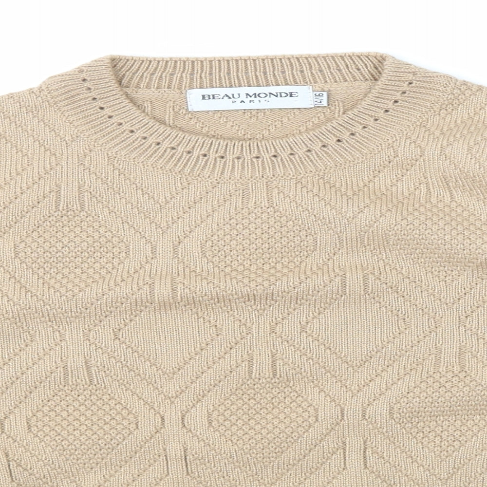 Beau Monde Womens Beige   Henley Jumper Size 14