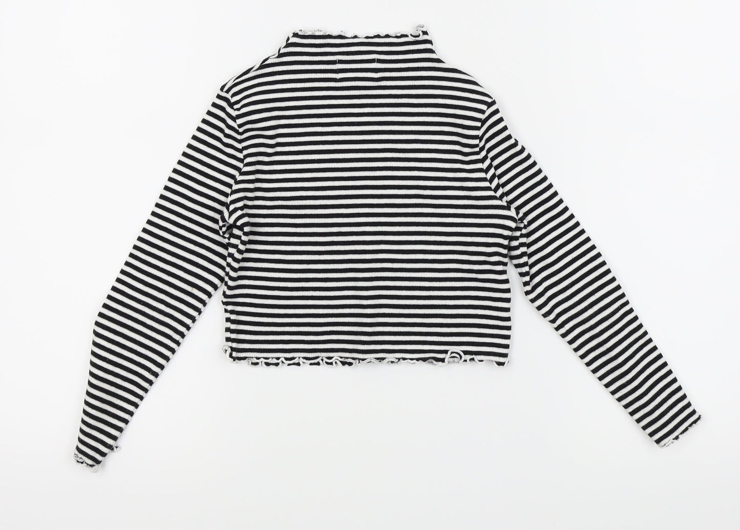 I love girls wear Girls White Striped  Basic T-Shirt Size 7 Years