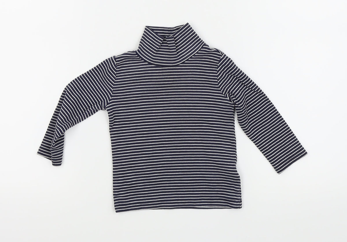 Next Girls White Striped  Basic T-Shirt Size 9-12 Months