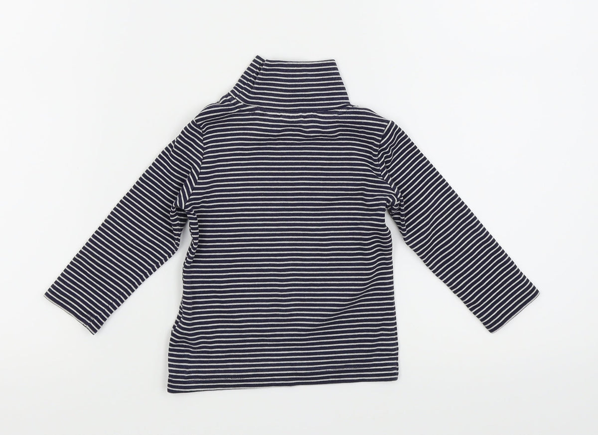 Next Girls White Striped  Basic T-Shirt Size 9-12 Months