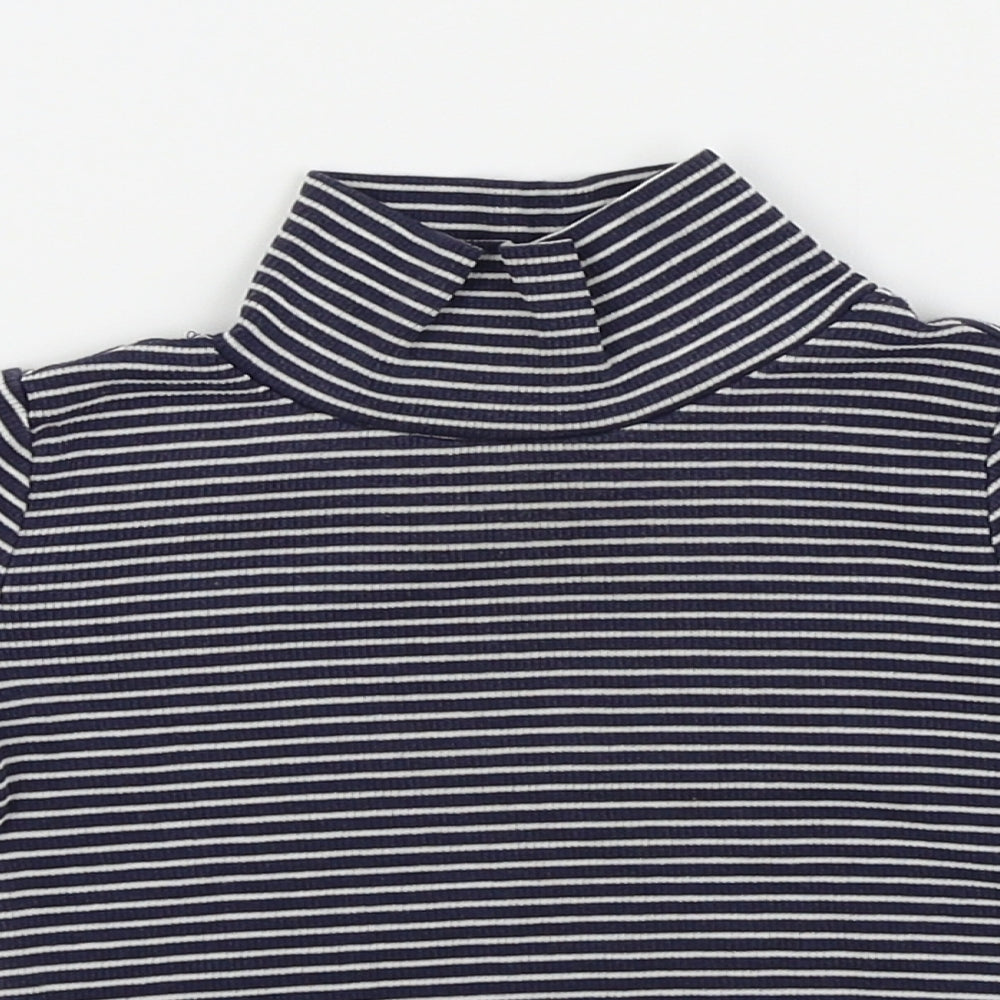 Next Girls White Striped  Basic T-Shirt Size 9-12 Months