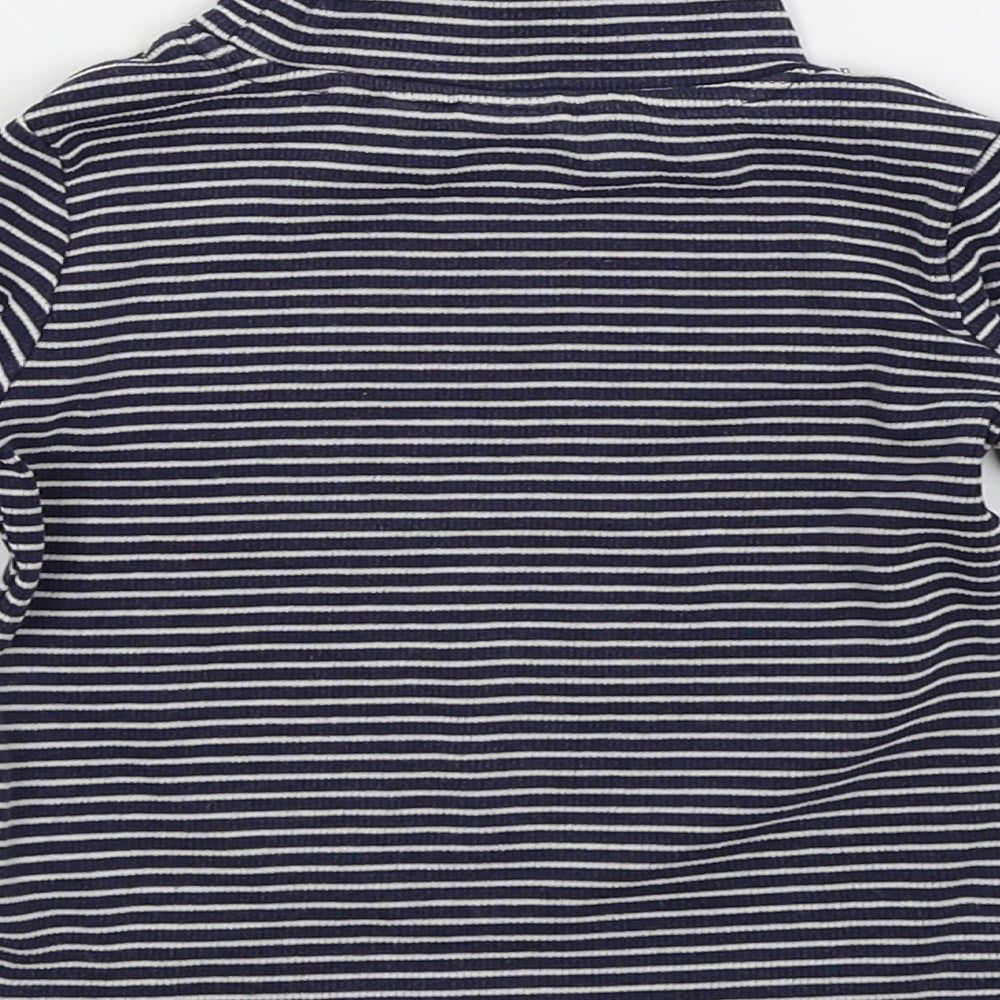Next Girls White Striped  Basic T-Shirt Size 9-12 Months