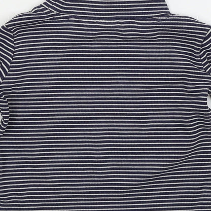 Next Girls White Striped  Basic T-Shirt Size 9-12 Months