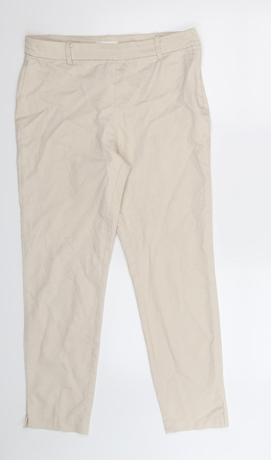 Womens UK Size 12 H&M Extra-Slim Fit  Beige Trousers