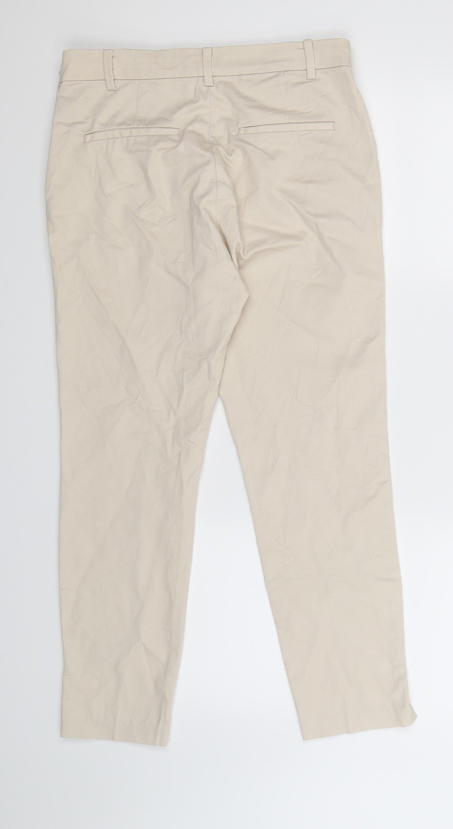 Womens UK Size 12 H&M Extra-Slim Fit  Beige Trousers