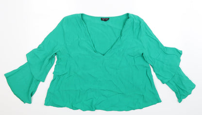 Womens UK Size 12 Topshop Green Basic Blouse