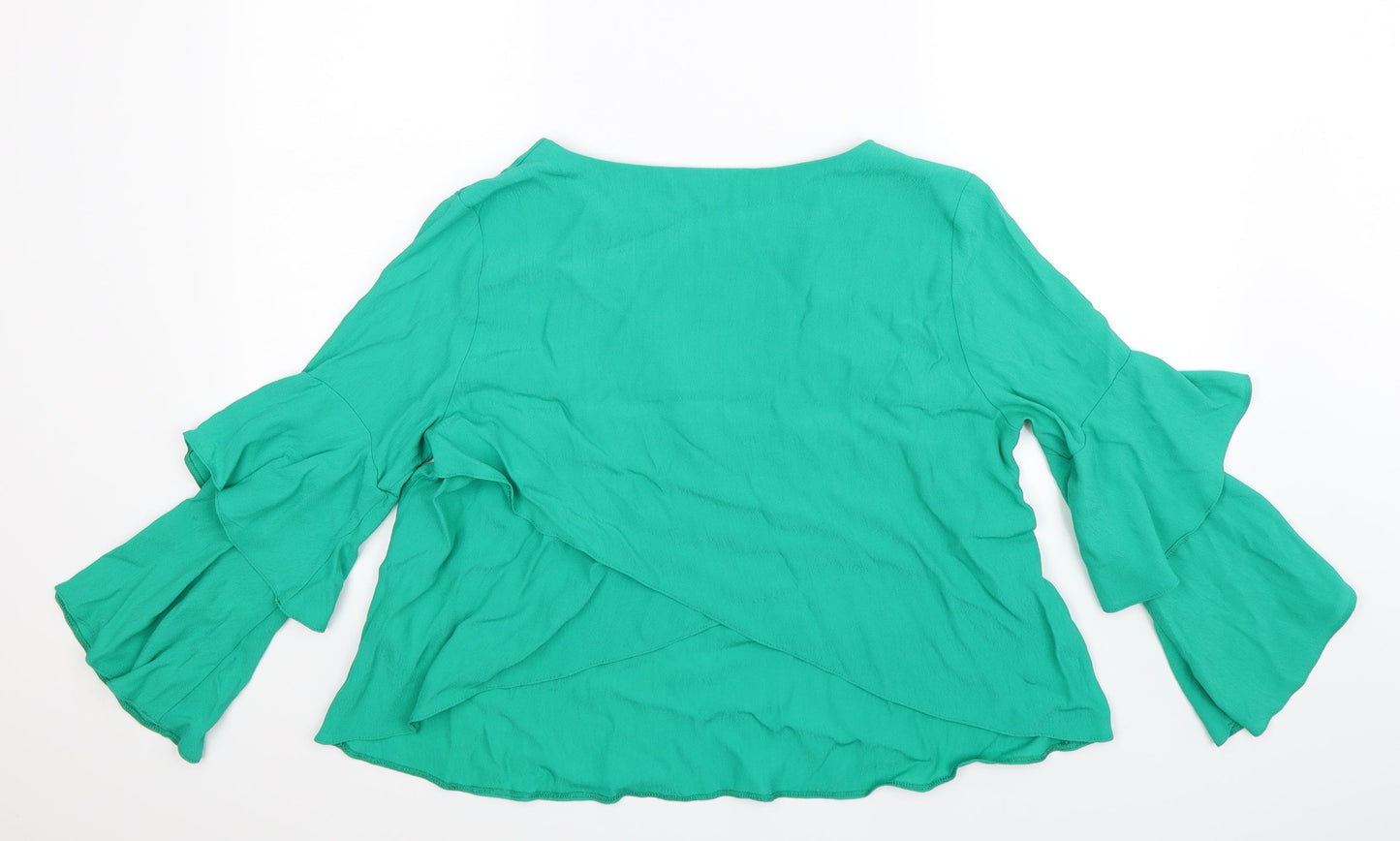 Womens UK Size 12 Topshop Green Basic Blouse
