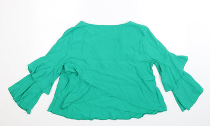 Womens UK Size 12 Topshop Green Basic Blouse