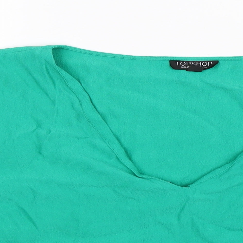 Womens UK Size 12 Topshop Green Basic Blouse