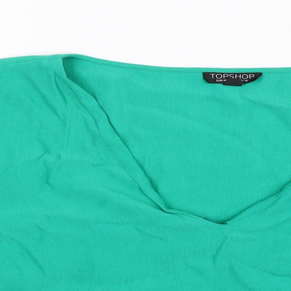 Womens UK Size 12 Topshop Green Basic Blouse