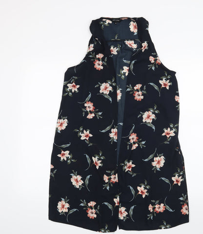 New Look Womens Blue Floral  Cardigan Jumper Size 8