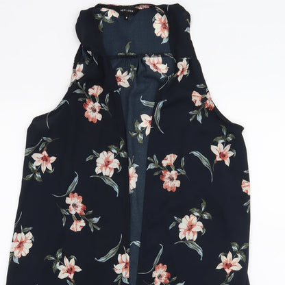 New Look Womens Blue Floral  Cardigan Jumper Size 8
