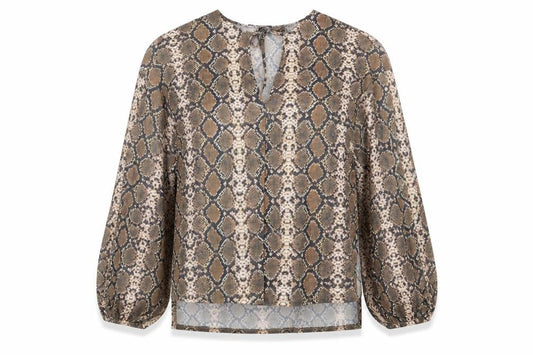 Pull&Bear Womens Brown Animal Print  Basic Blouse Size XS